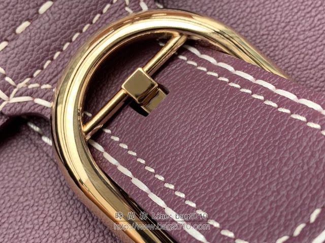 DELVAUX女包 Brillant系列手袋 手縫版黑色Mini小號 德爾沃女手提包 女手拎包 Delvaux單肩斜挎包 DF0020手縫 梅紫色  fcs1382
